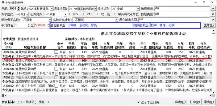 分批次查看历年录取情况